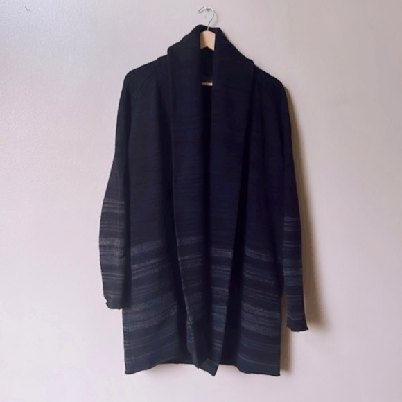 Vince Open Front Knit Wool Yak Blend Long Sleeve Navy Cardigan Sweater Size M - Picture 2 of 9